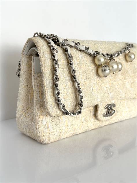 white tweed chanel bag|chanel tweed medium bag.